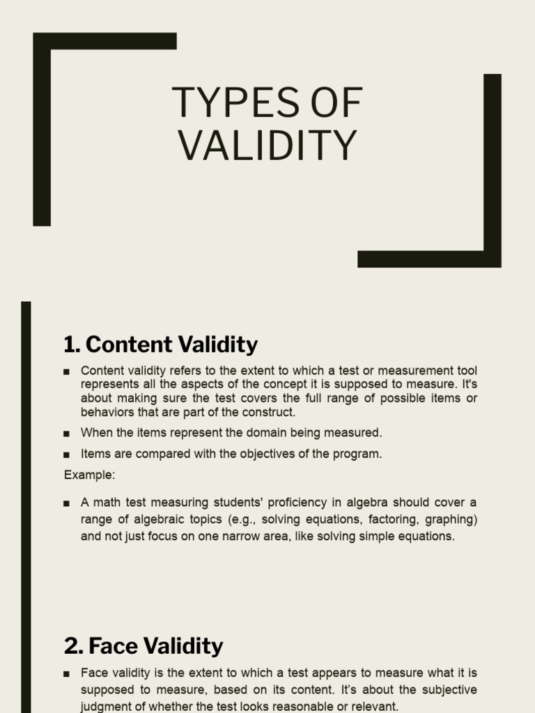 Types of Validity.pptx | PDF | Validity (Statistics) | Psychological ...