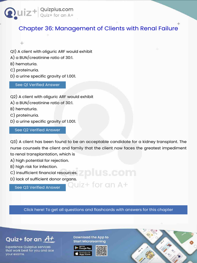 A Client With Oliguric Arf Would Exhibit | PDF | Pneumonia | Kidney