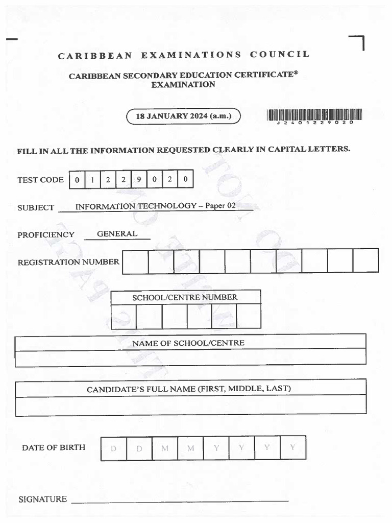 CSEC - 2024 - JAN - P2 | PDF