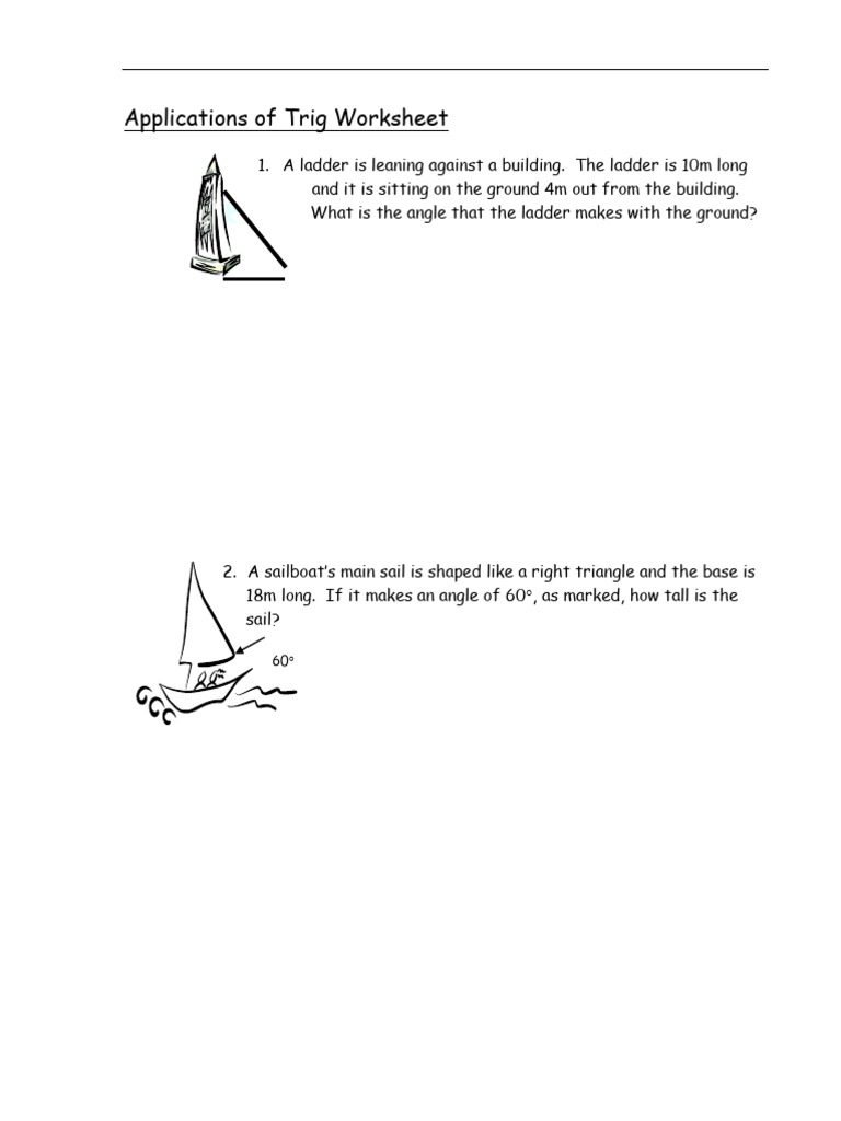 1.4 SOH CAH TOA Applications Worksheet | PDF