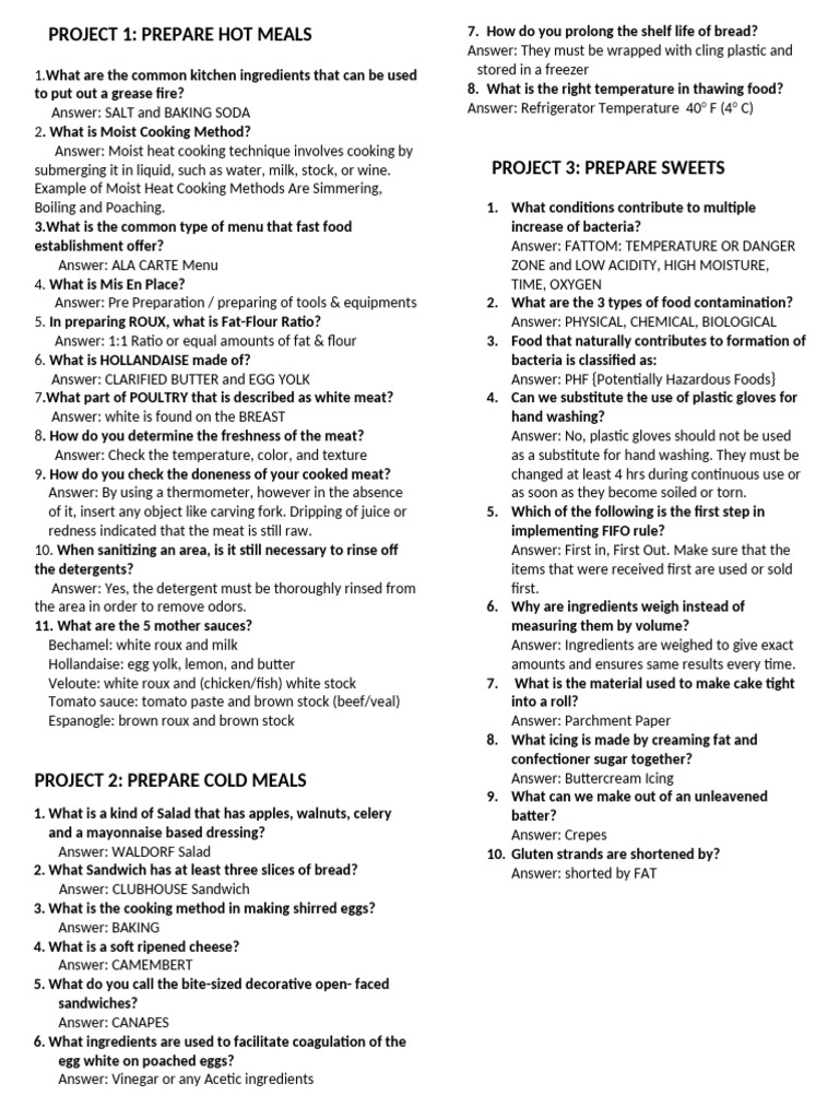 COOKERY-QUESTIONNAIRE | PDF | Cooking | Foods