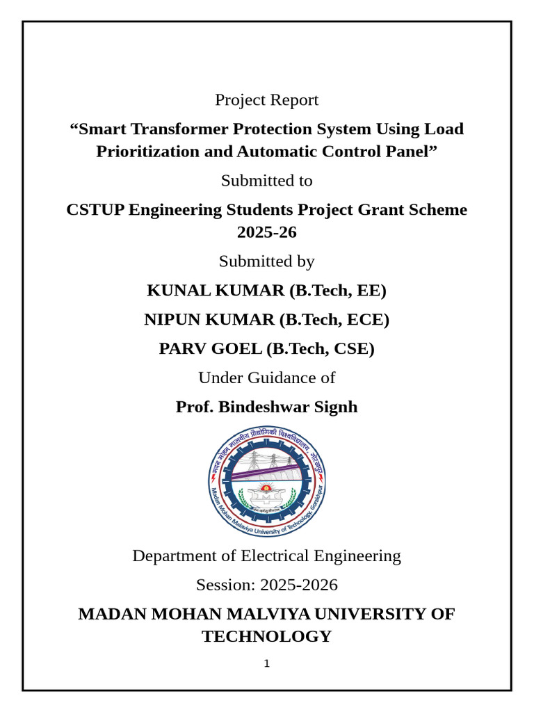 National Level Project Report Smart Transformer | PDF | Smart Grid ...