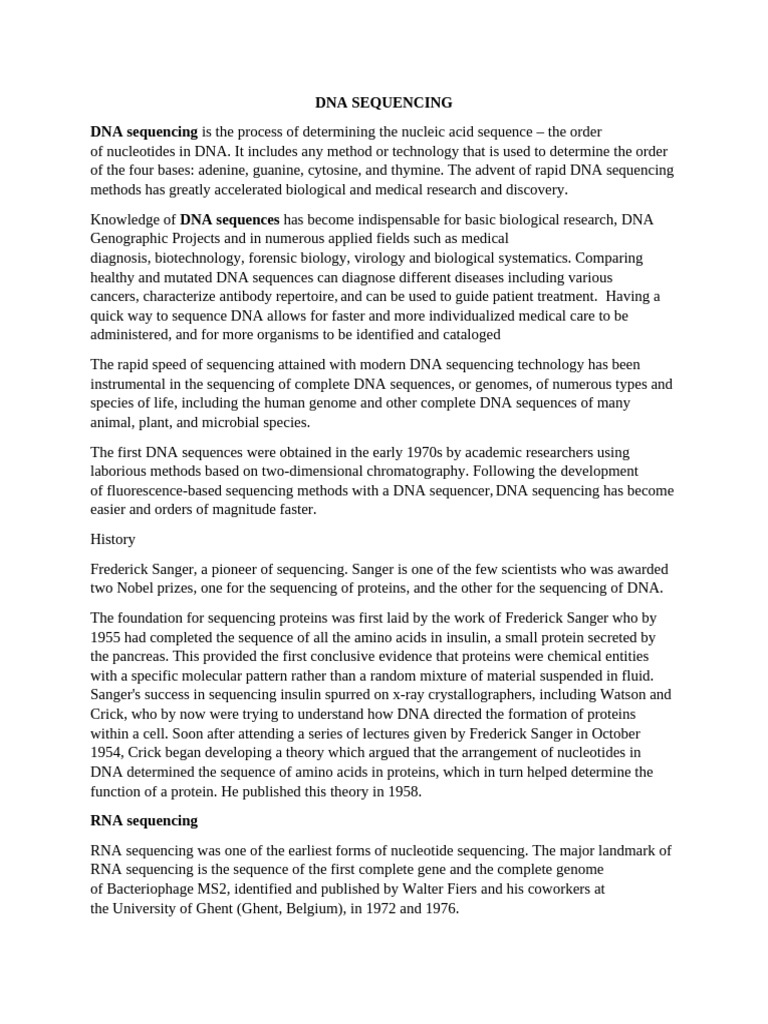 Dna Sequencing | PDF