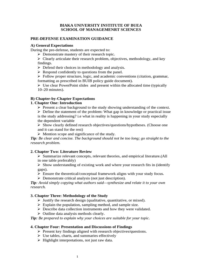 PRE-DEFENSE GUIDANCE 2025 | PDF | Methodology | Procedural Knowledge