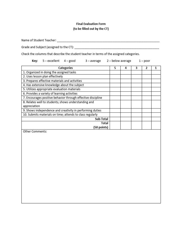 Practicum Final Evaluation Form CT | PDF