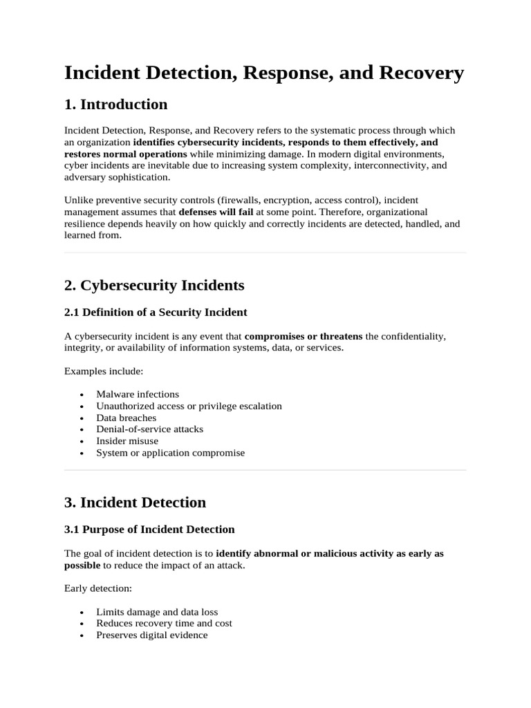 WEEK#11 Incident Detection, Response, And Recovery | PDF | Security ...