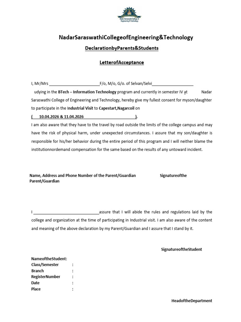 Undertaking Form IT | PDF