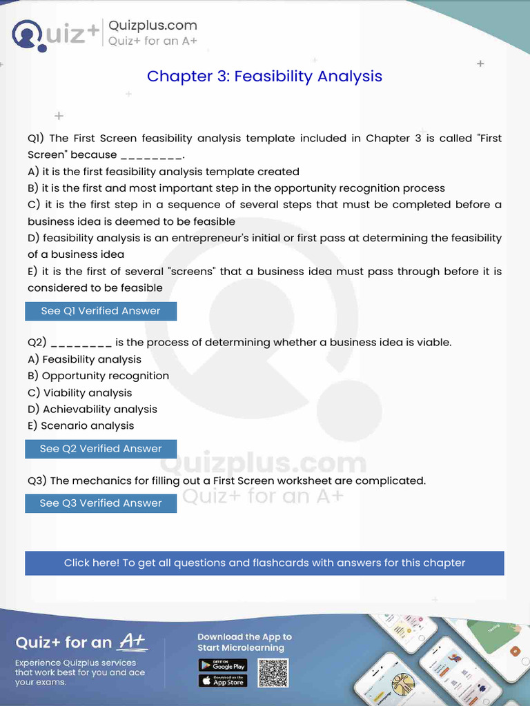 The First Screen Feasibility Analysis Template Included in Chapter 3 is ...