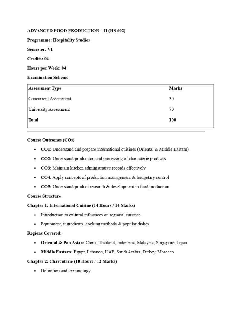 Advanced Food Production - II | PDF | Curing (Food Preservation) | Budget
