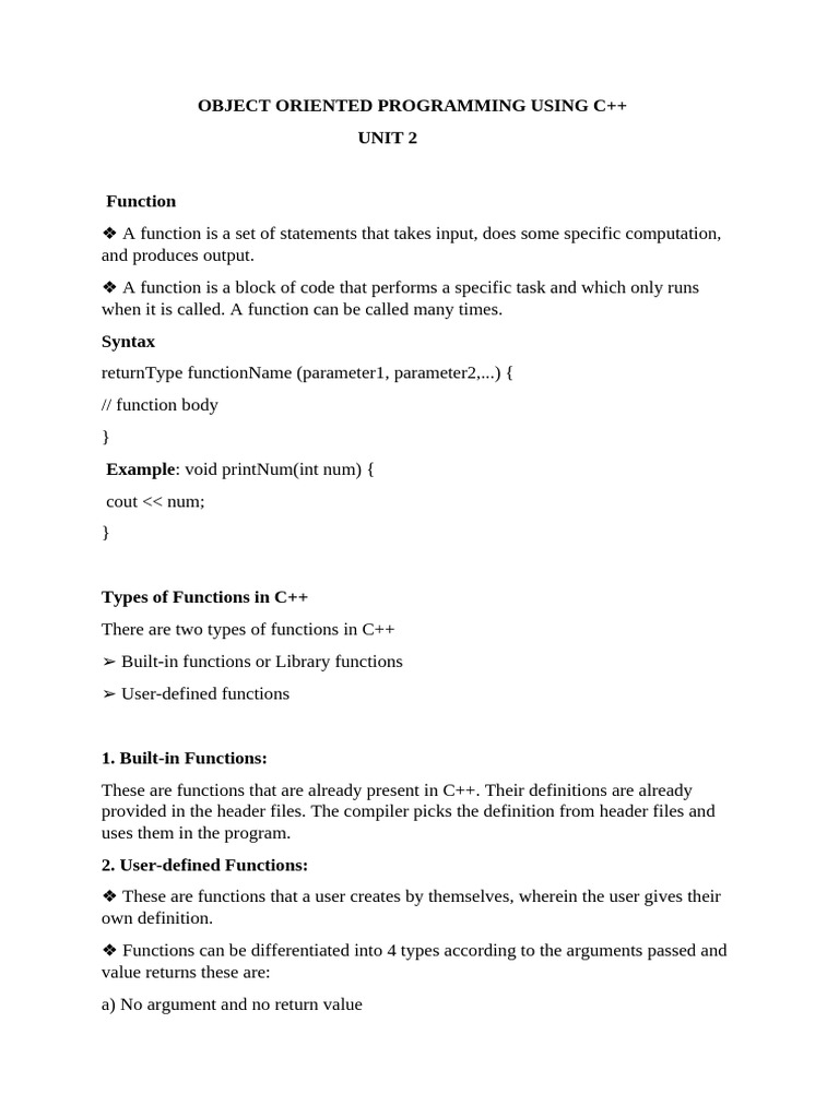 Oops C++ Unit 2 | PDF | Pointer (Computer Programming) | C++