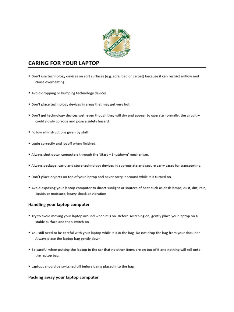 Caring For Your Laptop | PDF | Computer Virus | Laptop