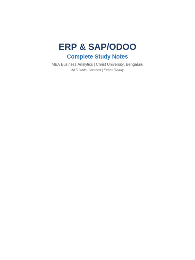 ERP Study Notes | PDF | Enterprise Resource Planning | Relational Database