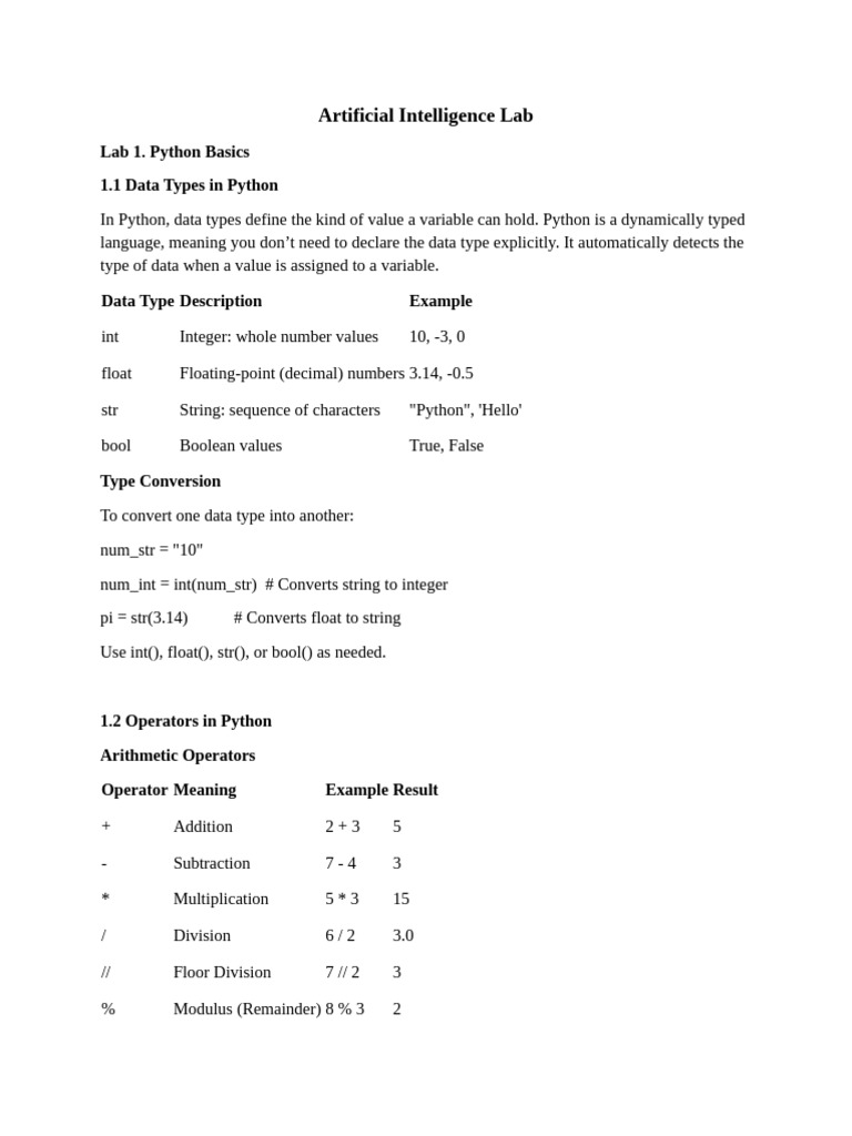 Artificial Intelligence Lab | PDF | Control Flow | Boolean Data Type