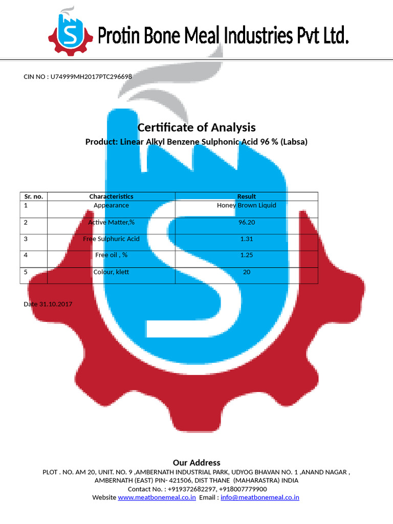 Linear Alkyl Benzene Sulphonic Acid 96 Labsa (1) | PDF