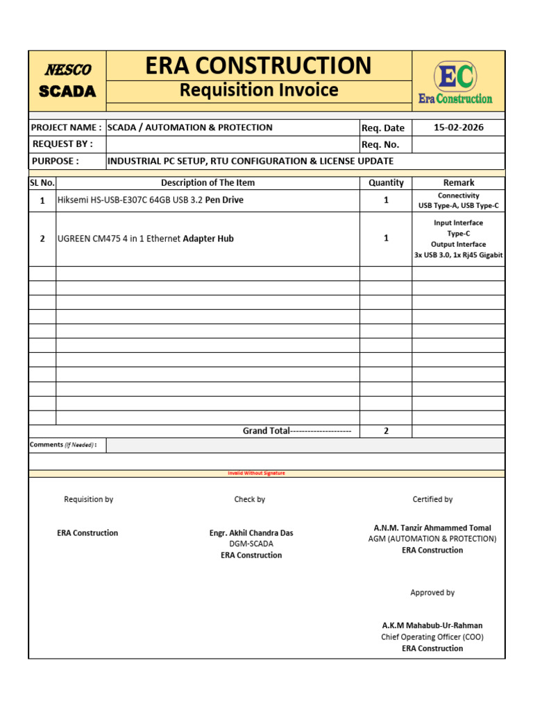 Requisition Invoice FORMAT | PDF | Computer Standards | Computer Hardware