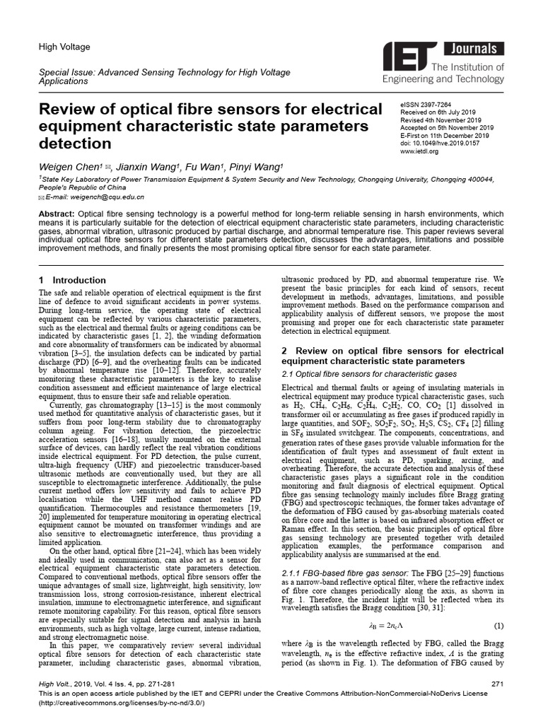 A Review of Optical Fiber Sensors for Electrical E | PDF | Raman ...