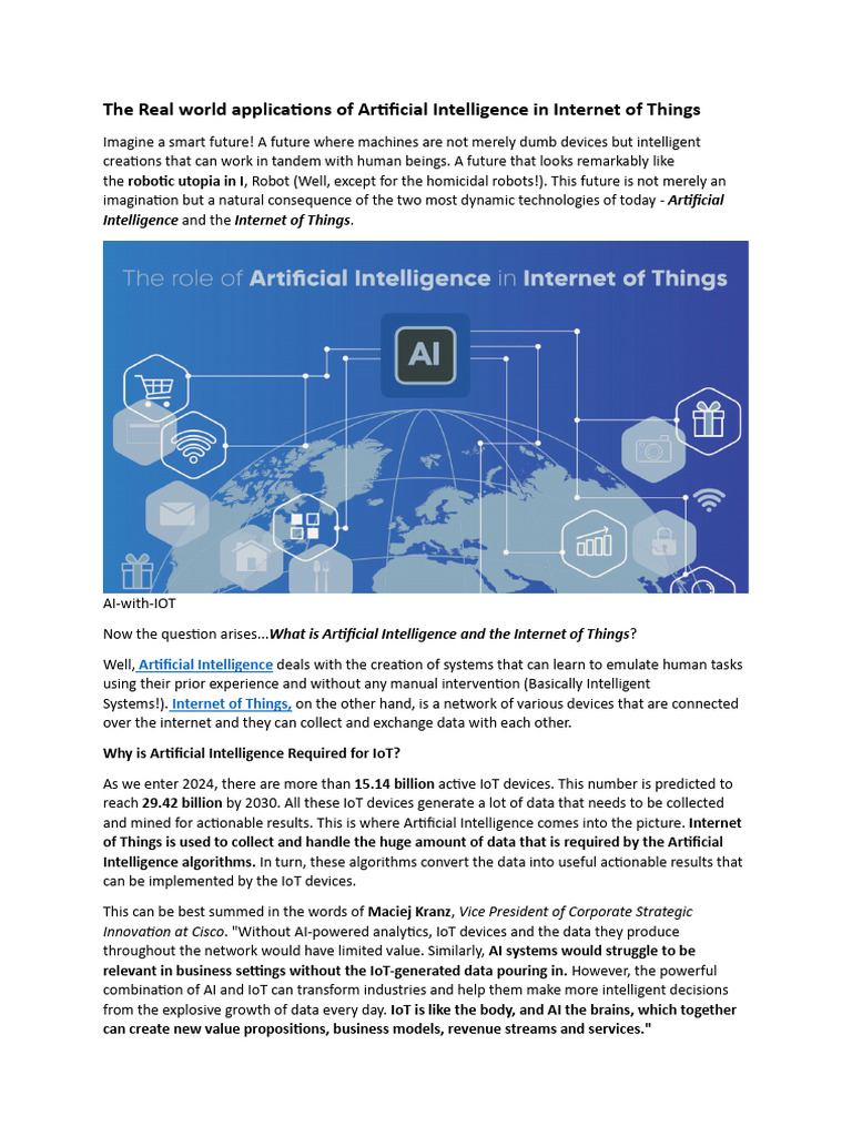 Real World Applications of Ai(Iot and Big Data) | PDF | Internet Of ...