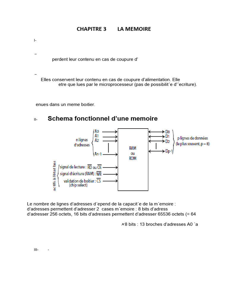 CHAPITRE 3 LA MEMOIRE | PDF | Mémoire vive | Mémoire (informatique)