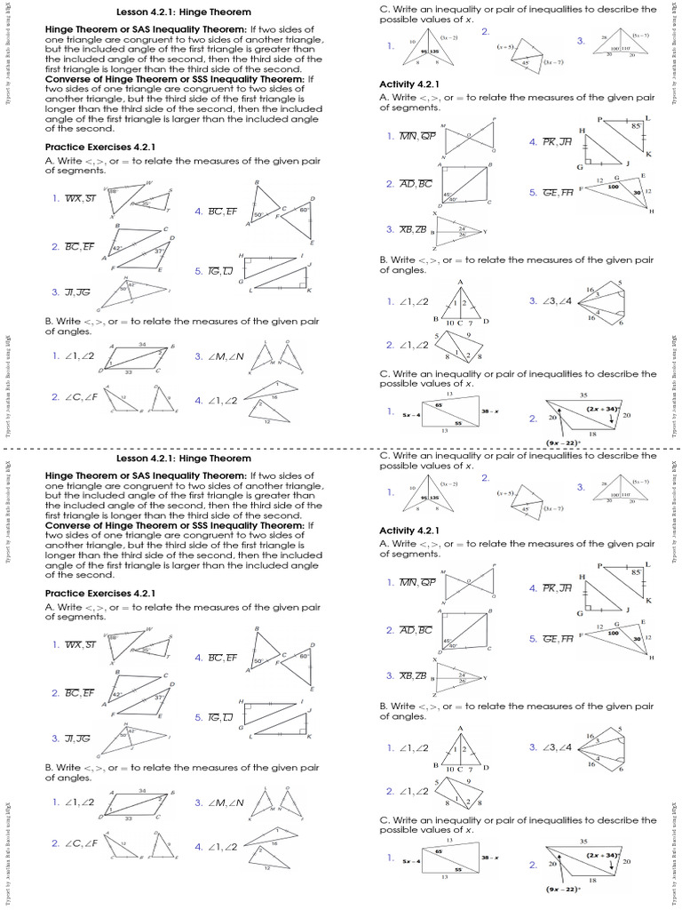 Hand Hinge Theorem | PDF | Triangle | Mathematics