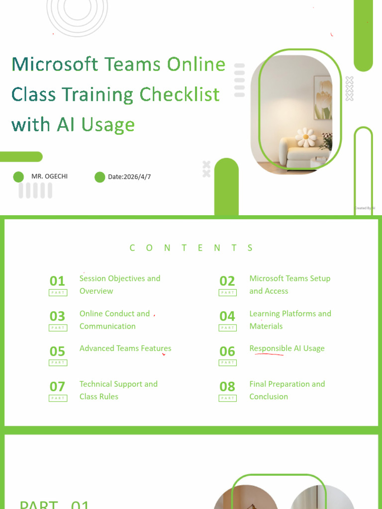 Microsoft Teams Online Class Training Checklist With AI Usage | PDF ...