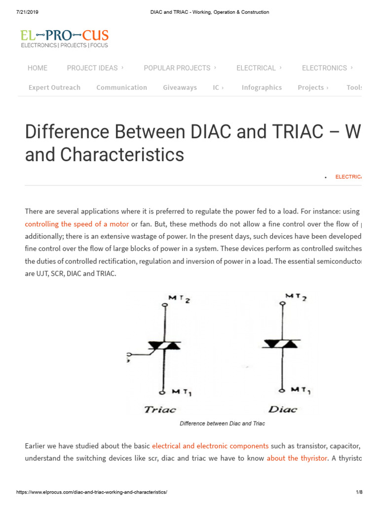 DIAC and TRIAC - Working, Operation & Construction Tutorial | PDF ...