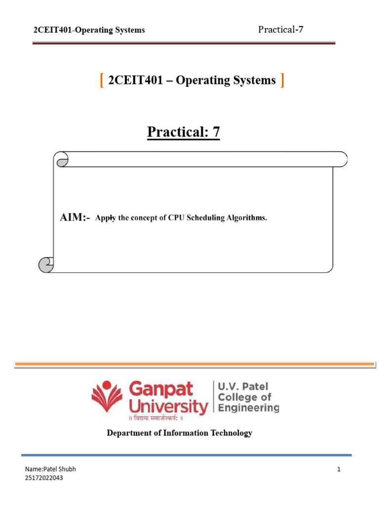 Shubh OS Practical 7 043 | PDF