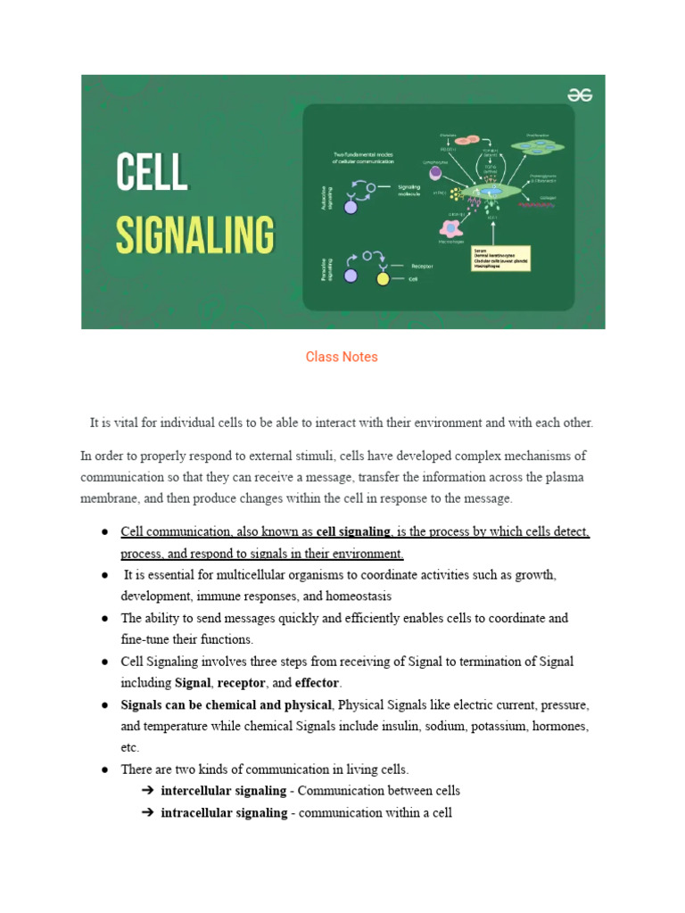 Sem 2 Module 1- 1.3 Cell Communication - | PDF | Cell Signaling ...