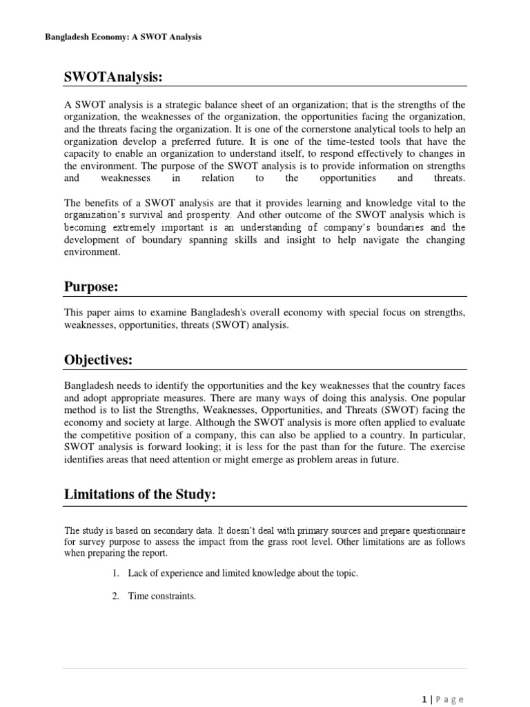 SWOT Analysis of Bangladesh's Economy | PDF | Gross Domestic Product ...