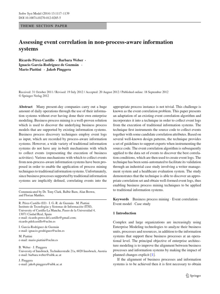 Assessing Event Correlation in Non-process-Aware Information Systems ...