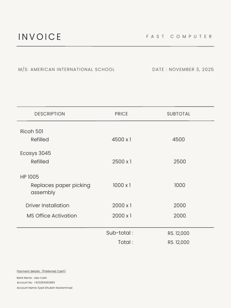 Modern Minimal Simple Invoice | PDF