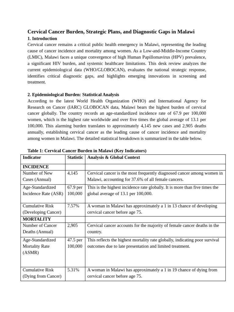 Cervical Cancer in Malawi | PDF | Cervical Cancer | Cancer