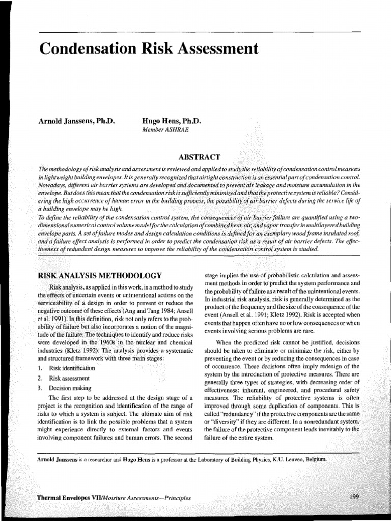 Condensation Risk Assessment | PDF | Reliability Engineering | Building ...