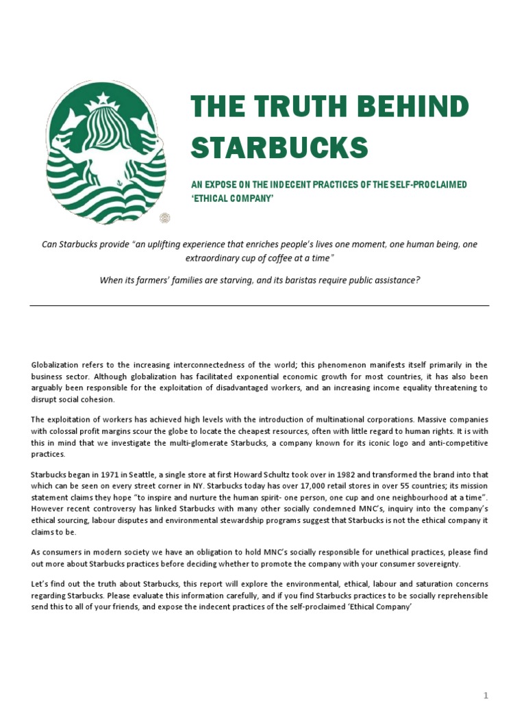 The Truth Behind Starbucks PDF Fair Trade Starbucks