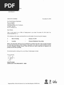 Infosys Offer Letter