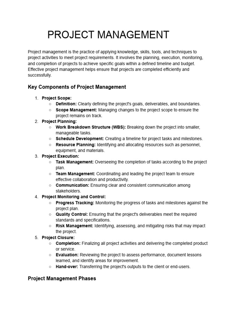 PROJECT MANAGEMENT (1) | PDF | Project Management | Agile Software ...