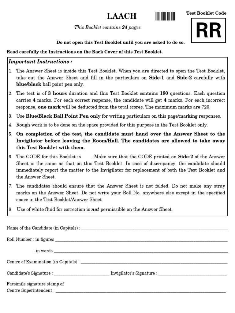 Neet 2018 Question Paper Code RR | PDF