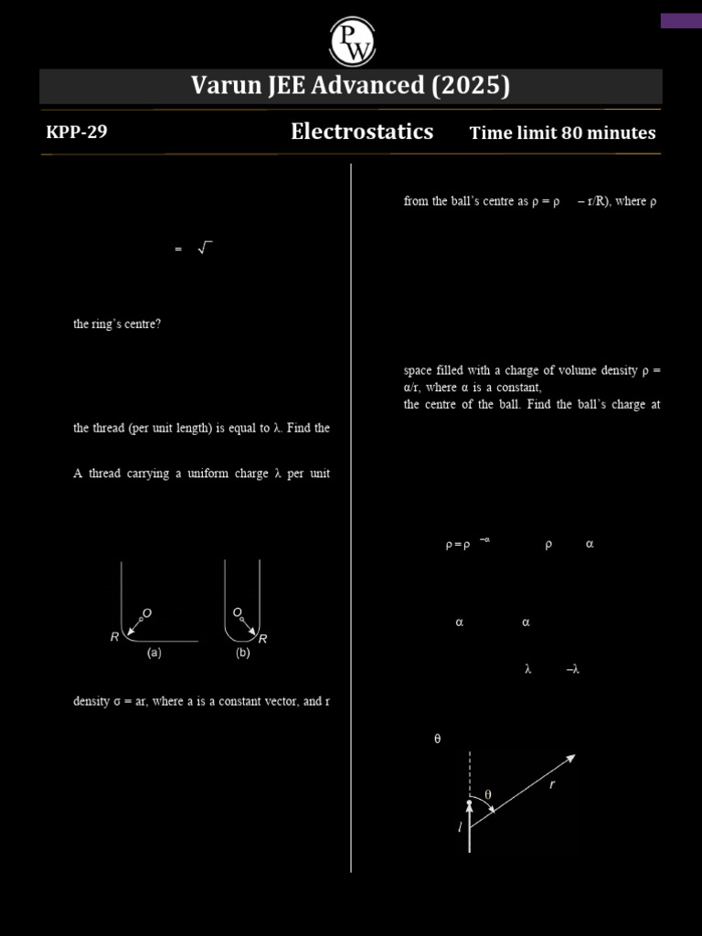 KPP 29 _ Electrostatics __ Varun JEE Advanced 2025 | PDF | Sphere ...