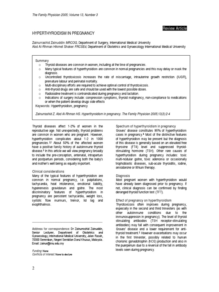 Hyperthyroidism Pregnancy Pdf Hyperthyroidism Thyroid Disease