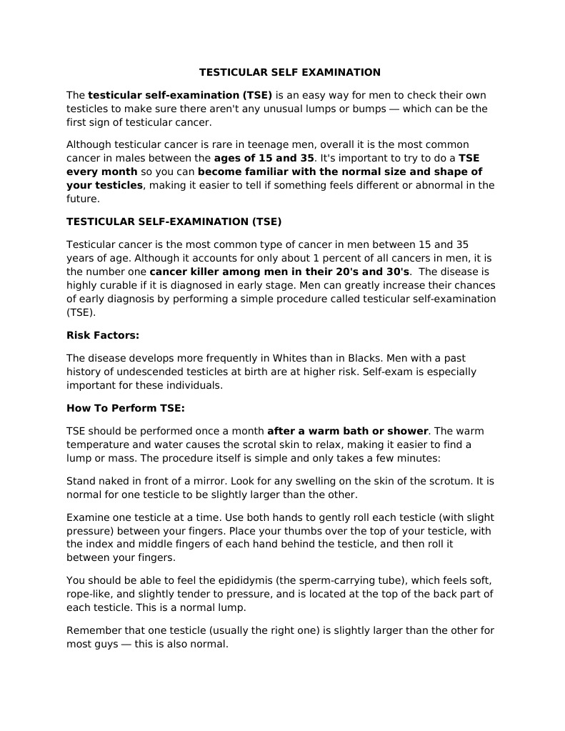 Testicular Self-Examination Guide | PDF | Testicle | Medical Specialties