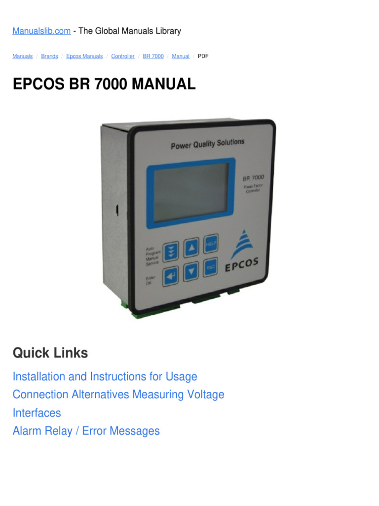 Epcos BR 7000 Manual: Quick Links | PDF | Capacitor | Electrical Components