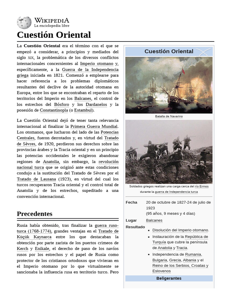 Cuestión Oriental | PDF | imperio Otomano | Imperio ruso