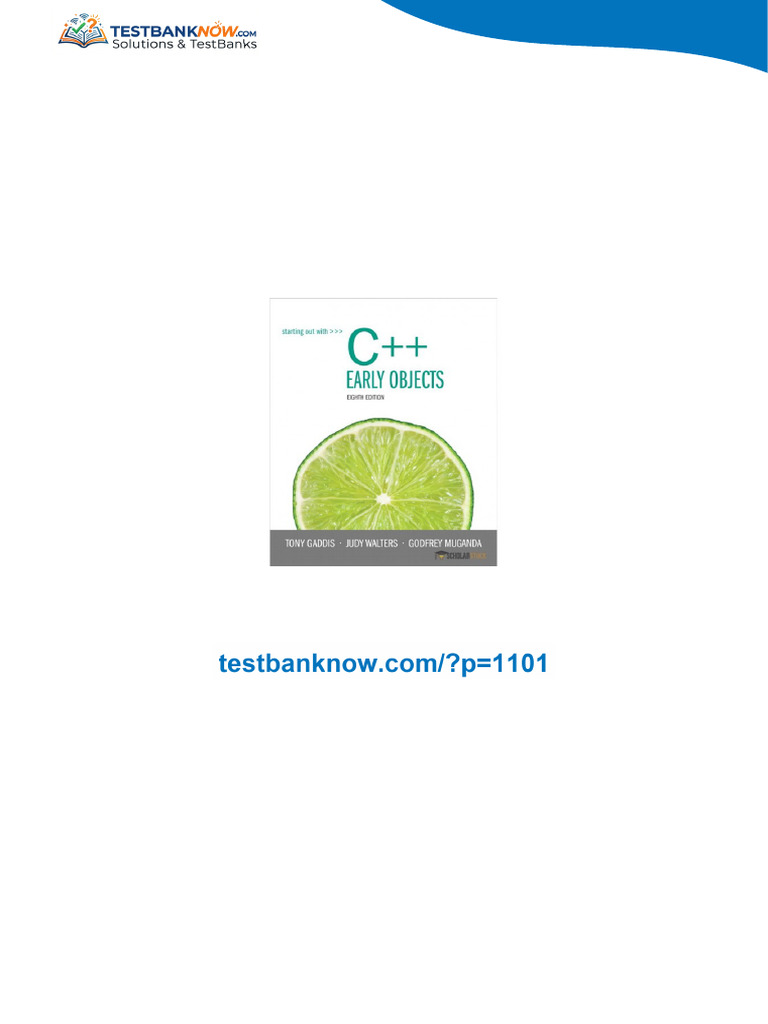 Solution Manual for Starting Out with C++: Early Objects, 8/E 8th ...