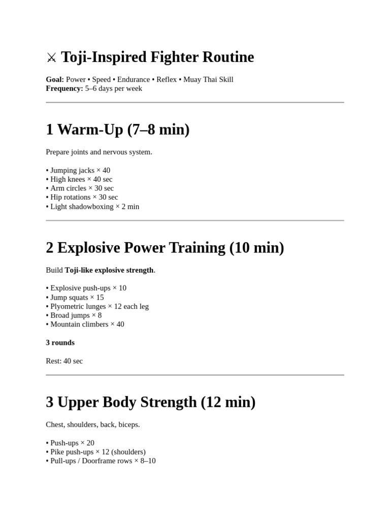⚔️ Toji-Inspired Fighter Routine | PDF