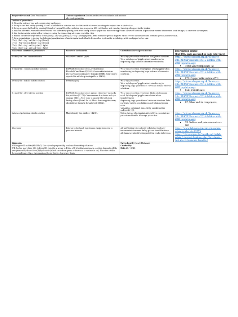 CPAC 10 Risk Assessment | PDF | Zinc | Silver