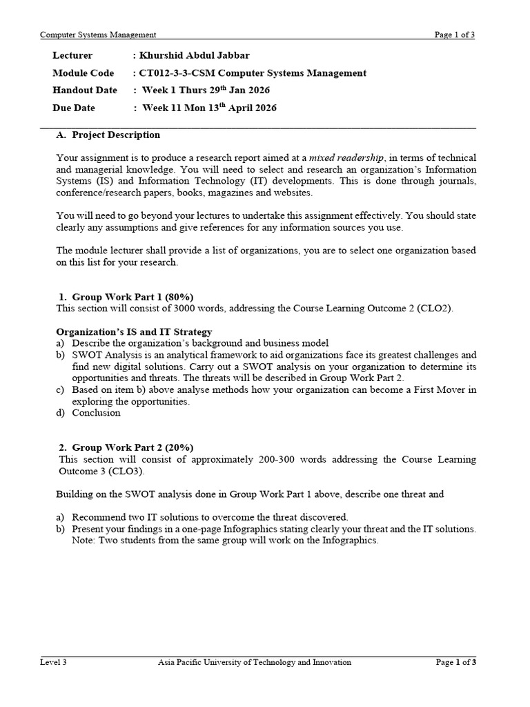 CSM Assignment 2026 Ve Apu-Apd3f012026 | PDF | Evaluation | Science