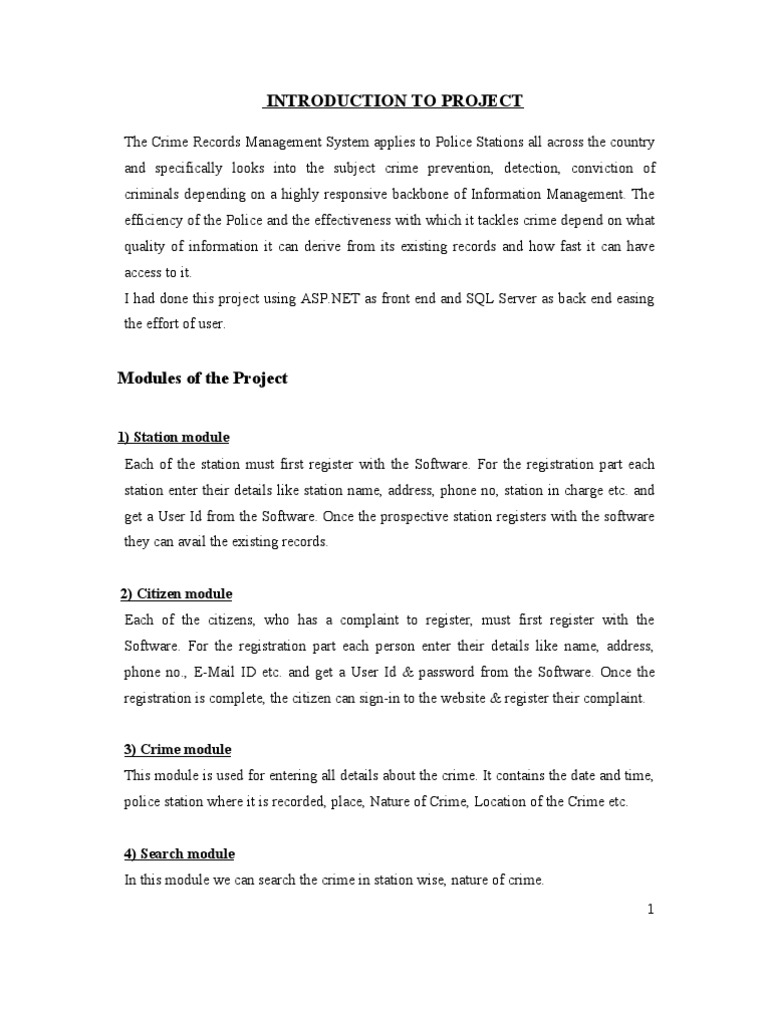 Crime Records Management System Overview | PDF | Software Development ...