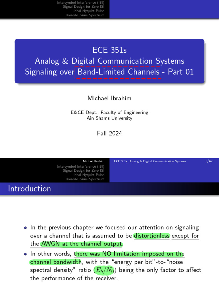 lec7 | PDF | Bandwidth (Signal Processing) | Sampling (Signal Processing)