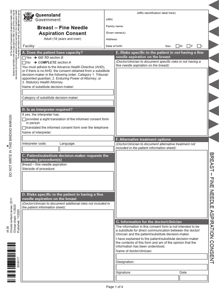 breast FINE NEEDLE ASPIRATION CONSENT | PDF | Informed Consent ...