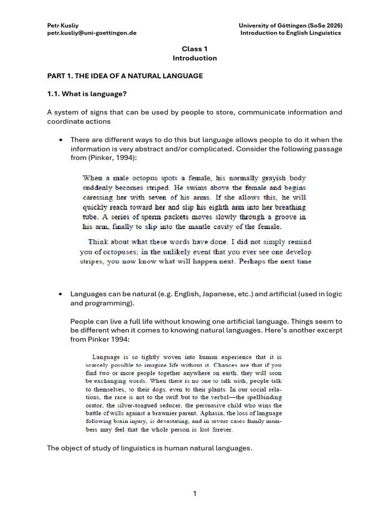 01 EL-SoSe-26 Class 1 Introduction | PDF | English Language | Sign Language