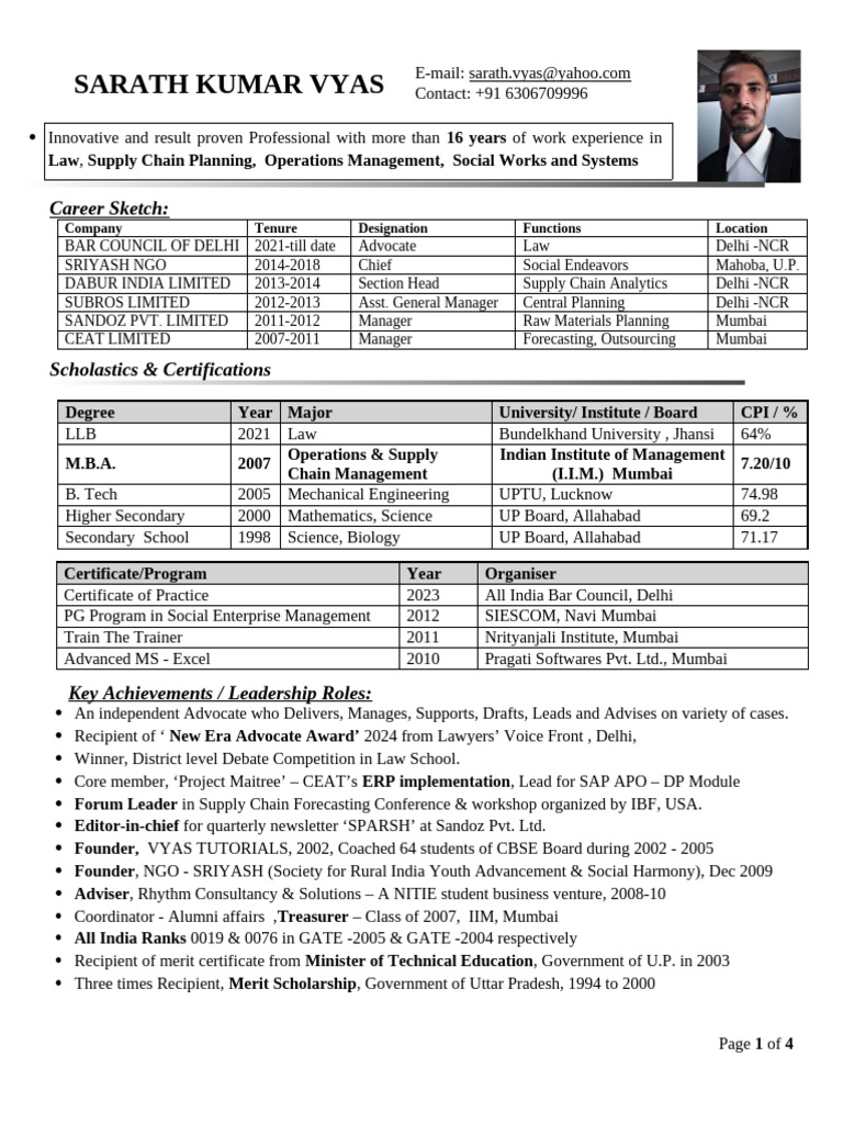 SCM resume template | PDF | Supply Chain | Inventory